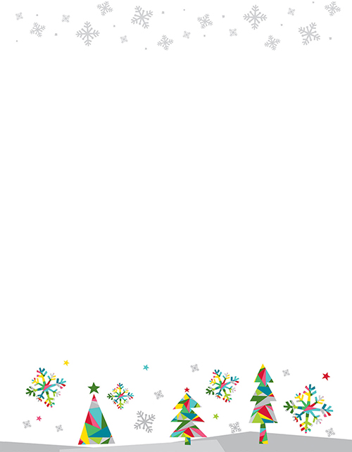 Prismatic Holiday Trees and Snowflakes Letterhead 80CT
