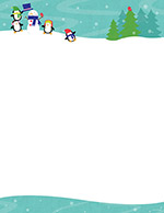 Penguins Playing in snow Letterhead 80CT
