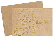 Teddy Bear Foil  Kraft Thank You Notecard 50CT