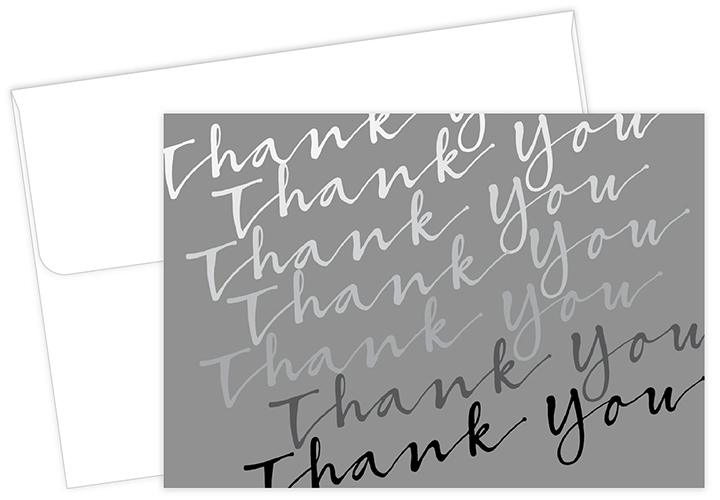 Silver Cursive Thank You Notecard 50CT