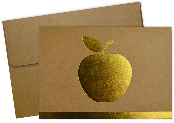 Golden Apple Foil Kraft Notecard 25CT