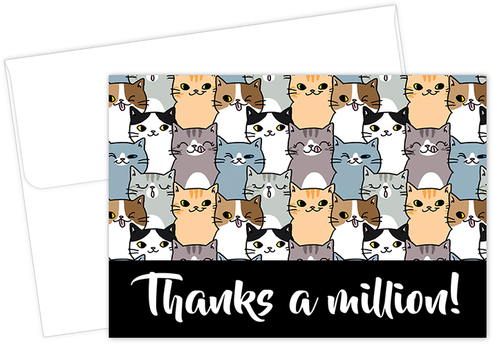 Thanks A Million Cats Thank You Notecard, 24 CT