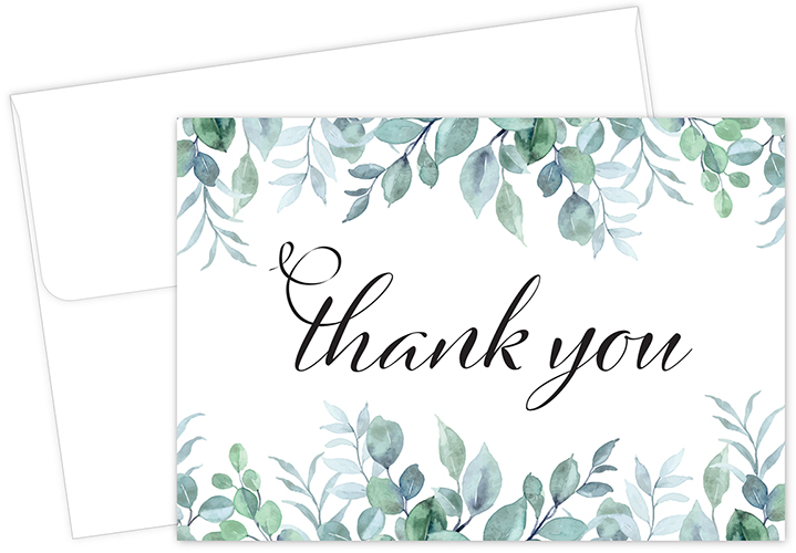 Elegant Eucalyptus Thank You Notecard, 24 CT