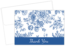 Blue Floral Toile Thank You Notecard, 24 CT