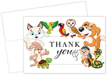 Whimsical Animal Pals Thank you Notecard, 24 CT